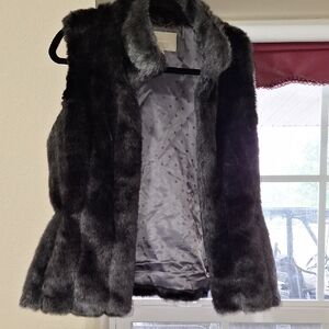 Banana Republic Gray Fur Sleeveless Vest